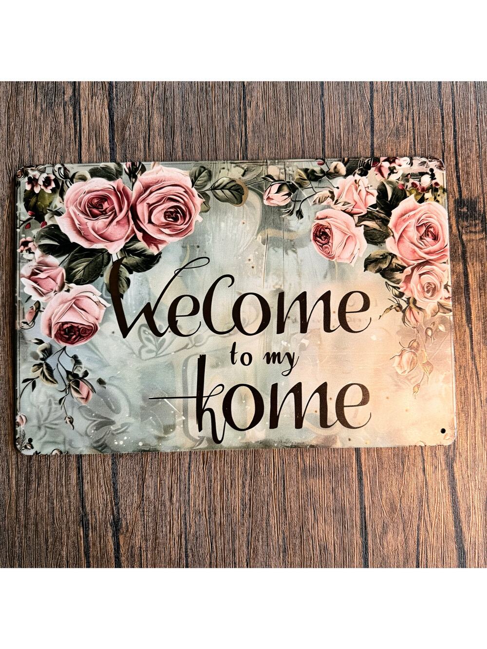 Wall Hanging Sign Metal Sign Flowers Welcome Sign Housewarming NEW FAST SHIP
